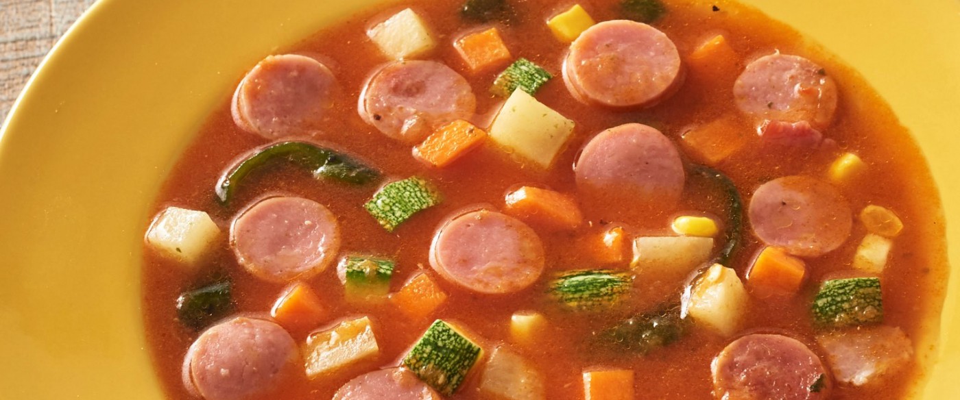 Sopa mexicana con Salchichas Chimex