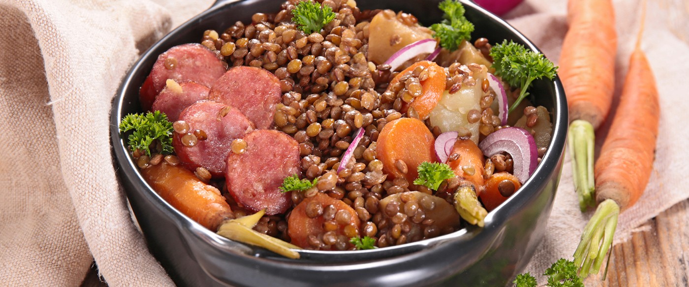Lentejas con Salchichas de Pavo Chimex