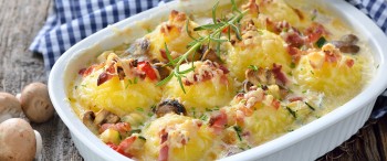 Papas rellenas de tocino Chimex y verduras