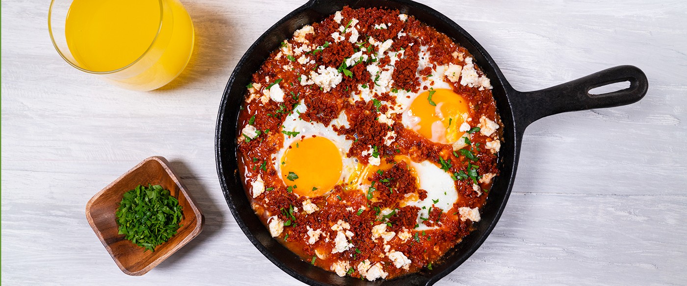 Huevos ahogados con Chorizo de Soya Chimex